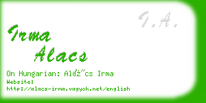 irma alacs business card
